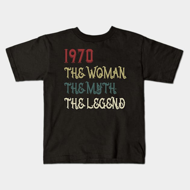 Vintage Retro 1970 Legend Gift 50th Birthday Womens Kids T-Shirt by Damsin